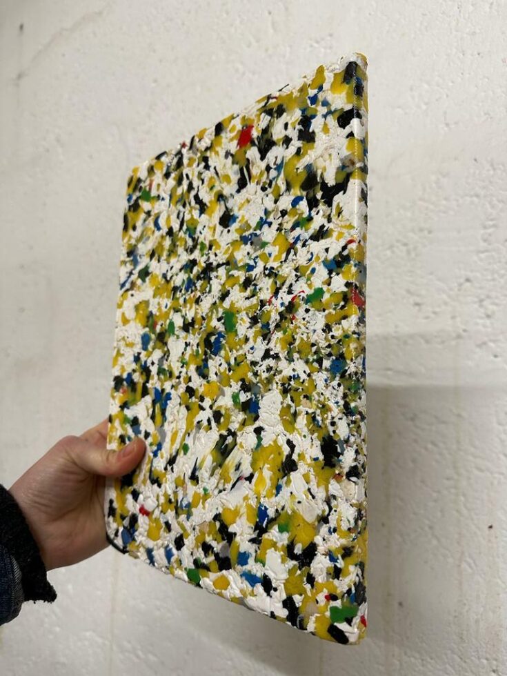 An early example of sheet material made from waste plastic at Future Makers