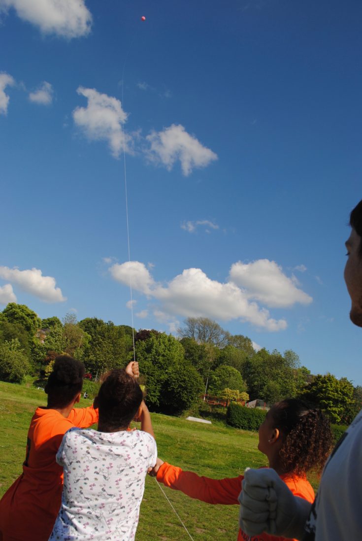 Balloon mapping with young people at King Edward Park, Nottingham