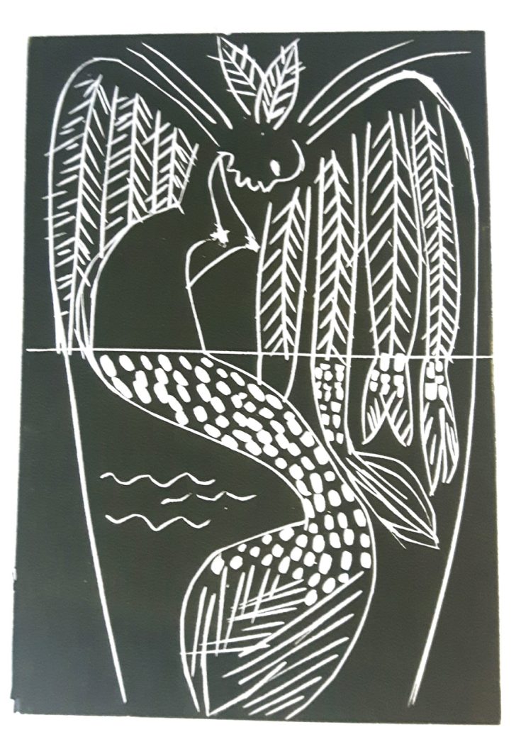 Linocut print, Céline Siani Djiakoua