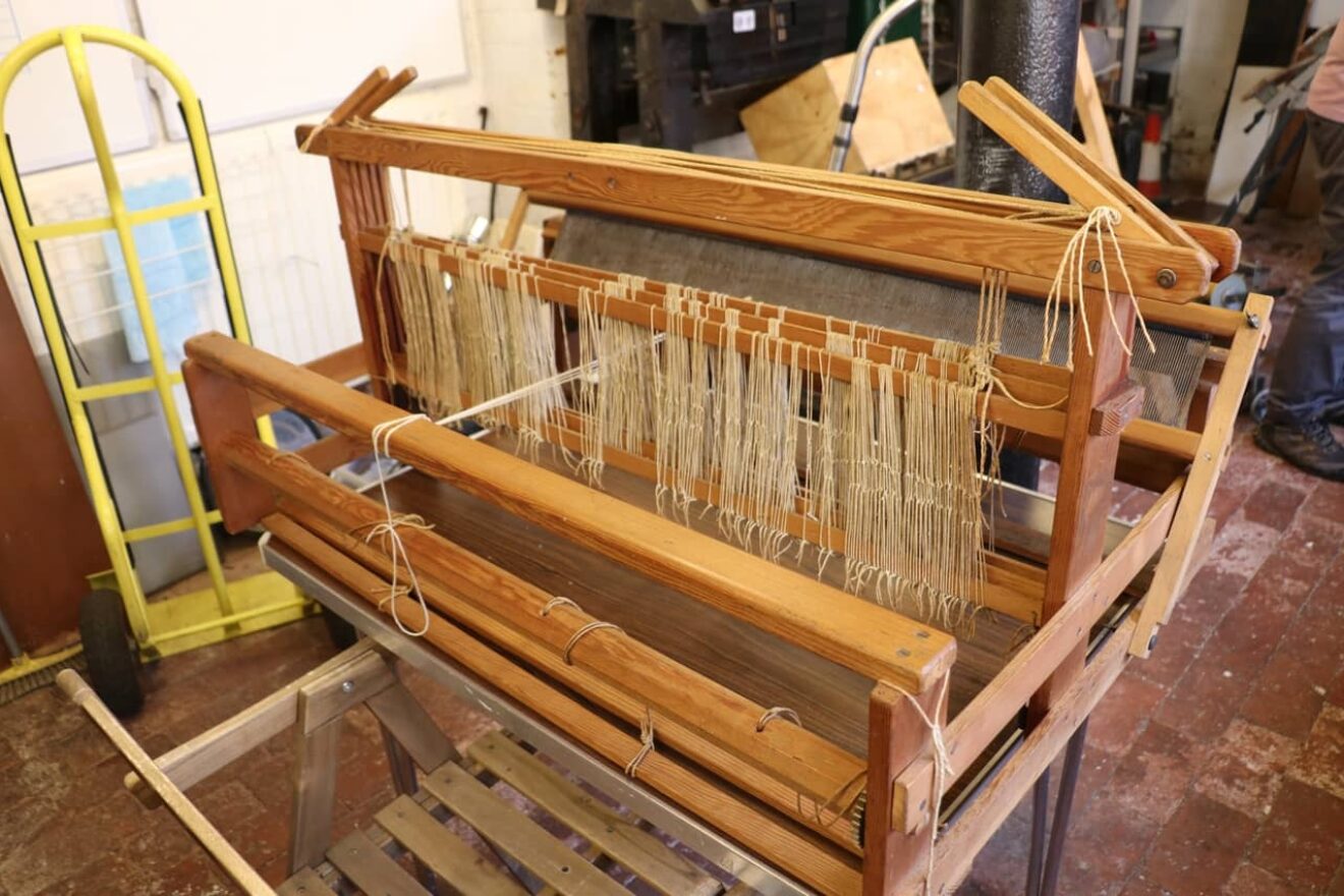 Antique loom, donated by the Framework Knitters Museum, Ruddington.